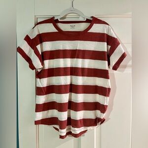Madewell striped short sleeve t-shirt. Red and white. Size L. NWOT - worn once.